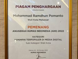 AHI 2022: Danny Pomanto Wali Kota Terpopuler, Pemkot Makassar Institusi Terpopuler