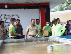 Resmikan Lorong Wisata Urban Farming Yonarmed 6 Tamarunang, Wali Kota Makassar Bersama Pangdivif 3 Kostrad Tabur Benih Ikan Nila